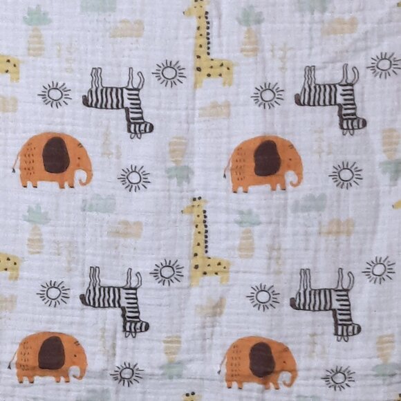 Modern Baby Safari Elephant Giraffe Zebra Muslin Swaddle Wrap Blanket 33" X 41" - Picture 1 of 3